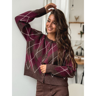 Gilet à carreaux Merve - Bordeaux