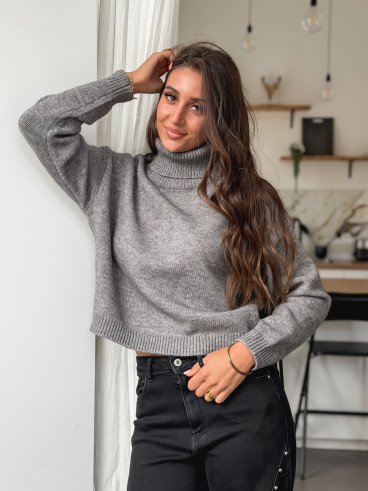 Pull col roulé Karu - Gris foncé