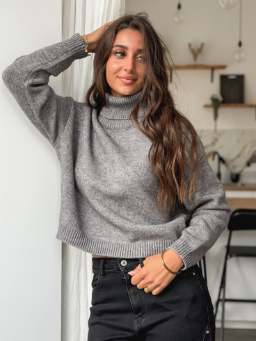 Pull col roulé Karu - Gris foncé