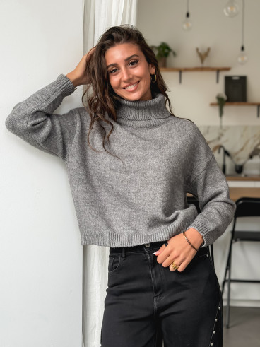 Pull col roulé Karu - Gris foncé