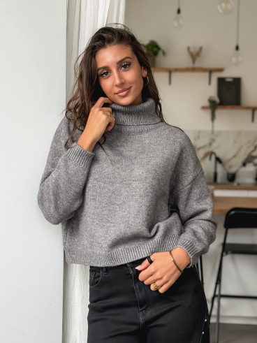 Pull col roulé Karu - Gris foncé