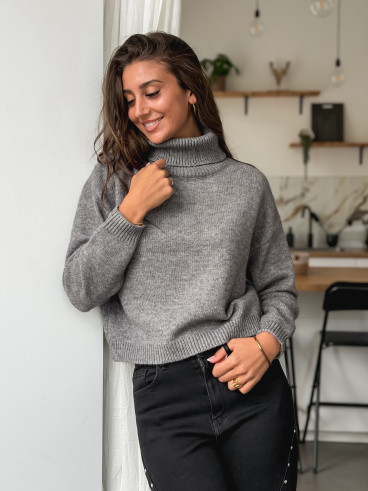 Pull col roulé Karu - Gris foncé