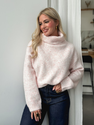 Pull col roulé Naya - Rose