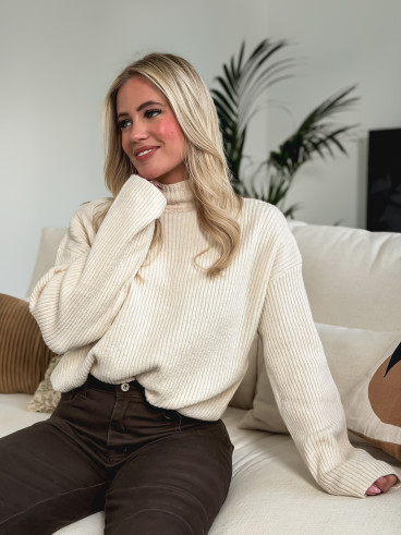 Pull côtelé Orio - Crème