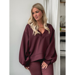 Pull col V  Justine - Bordeaux