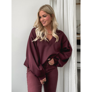 Pull col V  Justine - Bordeaux