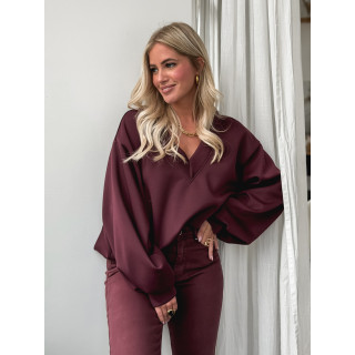 Pull col V  Justine - Bordeaux