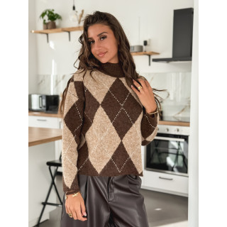 Pull à carreaux Minela - Chocolat