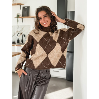 Pull à carreaux Minela - Chocolat