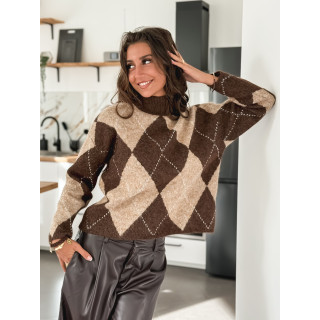 Pull à carreaux Minela - Chocolat