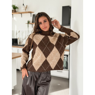 Pull à carreaux Minela - Chocolat