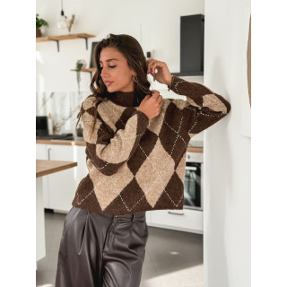 Pull à carreaux Minela - Chocolat