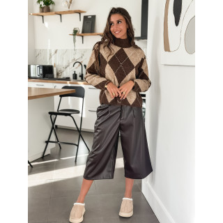 Pantacourt en simili Sapporo - Chocolat