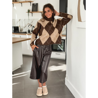 Pantacourt en simili Sapporo - Chocolat