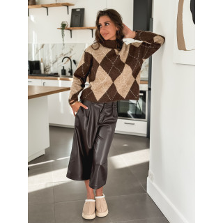 Pantacourt en simili Sapporo - Chocolat