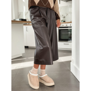 Pantacourt en simili Sapporo - Chocolat