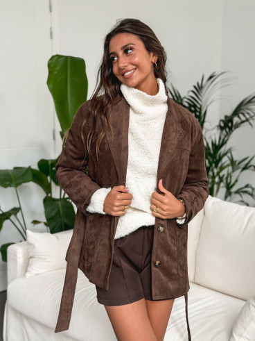 Blazer en suédine Calliope - Chocolat