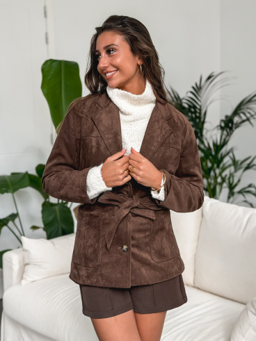 Blazer en suédine Calliope - Chocolat Blazer en suédine Calliope - Chocolat