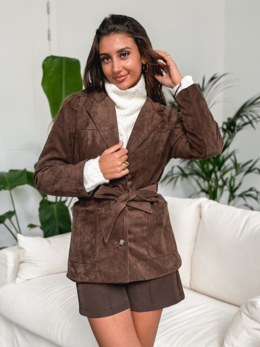 Blazer en suédine Calliope - Chocolat Blazer en suédine Calliope - Chocolat