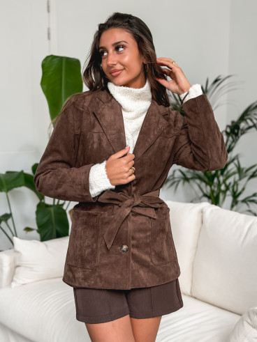 Blazer en suédine Calliope - Chocolat