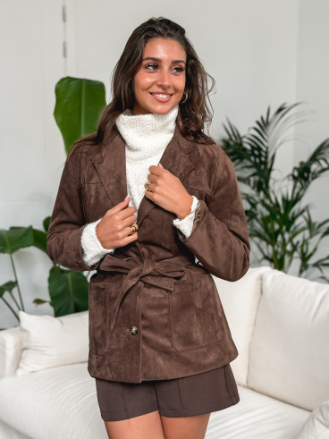 Blazer en suédine Calliope - Chocolat Blazer en suédine Calliope - Chocolat