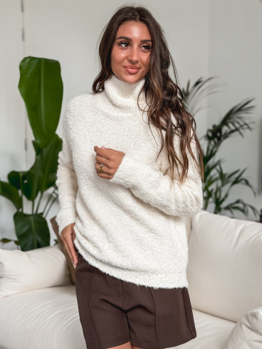 Pull col roulé Névia - Ecru