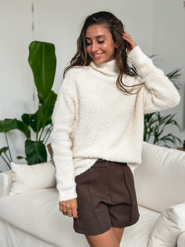 Pull col roulé Névia - Ecru