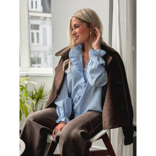 Chemise à carreaux Bertina - Bleu ciel/Blanc