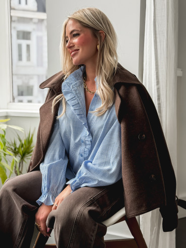 Chemise à carreaux Bertina - Bleu ciel/Blanc Chemise à carreaux Bertina - Bleu ciel/Blanc