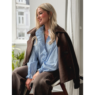 Chemise à carreaux Bertina - Bleu ciel/Blanc