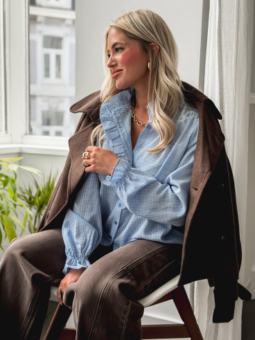 Chemise à carreaux Bertina - Bleu ciel/Blanc Chemise à carreaux Bertina - Bleu ciel/Blanc