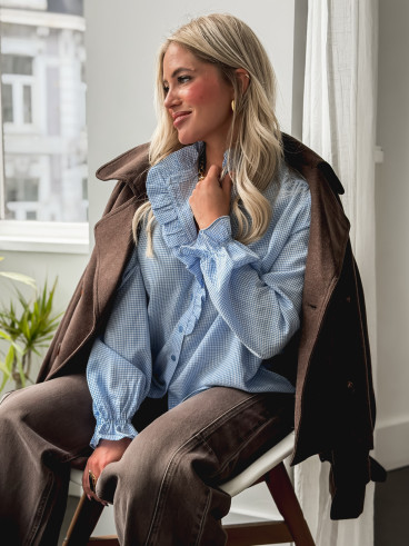 Chemise à carreaux Bertina - Bleu ciel/Blanc Chemise à carreaux Bertina - Bleu ciel/Blanc