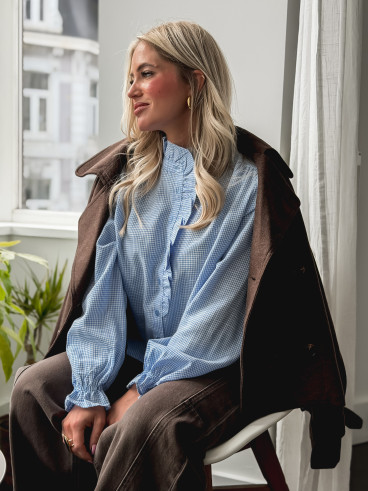 Chemise à carreaux Bertina - Bleu ciel/Blanc Chemise à carreaux Bertina - Bleu ciel/Blanc