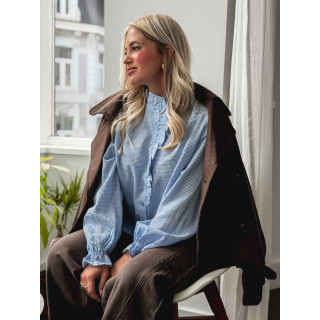 Chemise à carreaux Bertina - Bleu ciel/Blanc