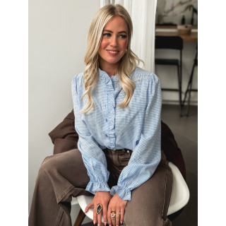 Chemise à carreaux Bertina - Bleu ciel/Blanc