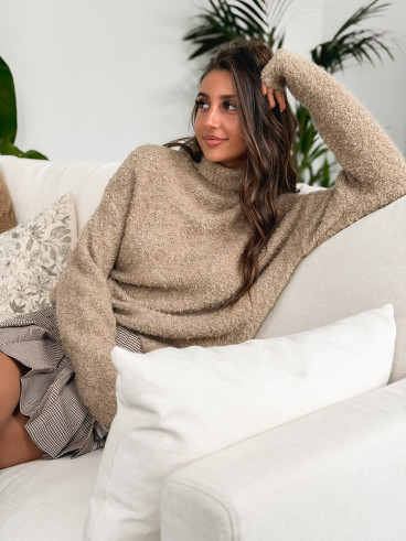 Pull col roulé Névia - Taupe