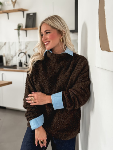 Pull col roulé Névia - Chocolat