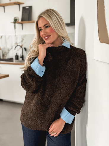 Pull col roulé Névia - Chocolat