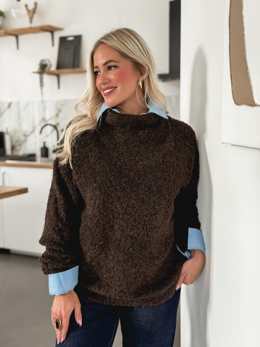 Pull col roulé Névia - Chocolat Pull col roulé Névia - Chocolat