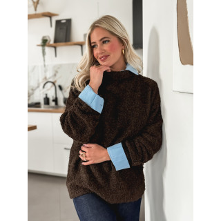 Pull col roulé Névia - Chocolat