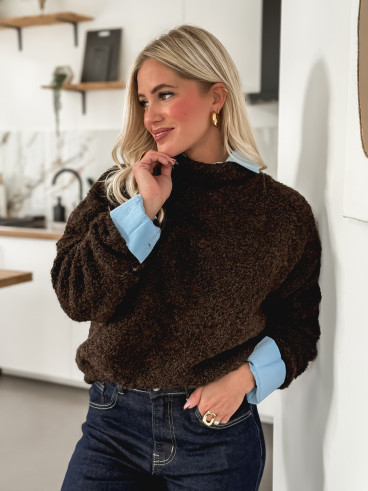 Pull col roulé Névia - Chocolat Pull col roulé Névia - Chocolat