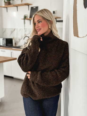 Pull col roulé Névia - Chocolat Pull col roulé Névia - Chocolat