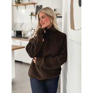 Pull col roulé Névia - Chocolat