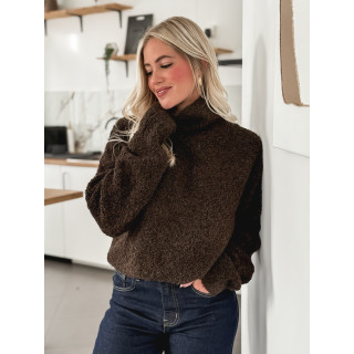 Pull col roulé Névia - Chocolat