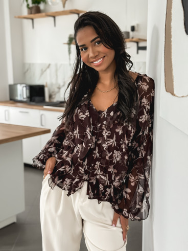 Blouse à motifs Olyna - Chocolat