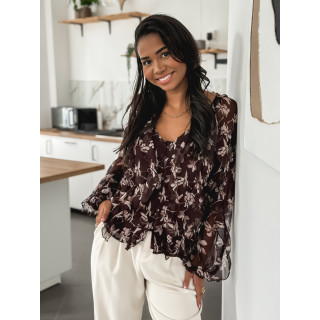 Blouse à motifs Olyna - Chocolat