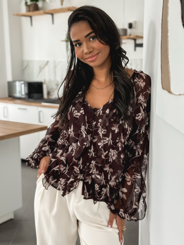 Blouse à motifs Olyna - Chocolat