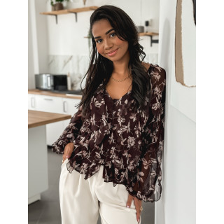 Blouse à motifs Olyna - Chocolat