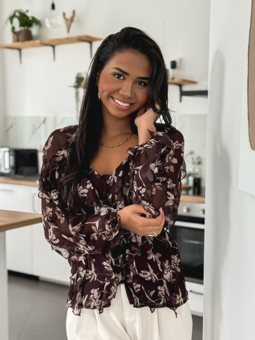 Blouse à motifs Olyna - Chocolat Blouse à motifs Olyna - Chocolat