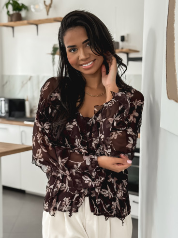Blouse à motifs Olyna - Chocolat Blouse à motifs Olyna - Chocolat